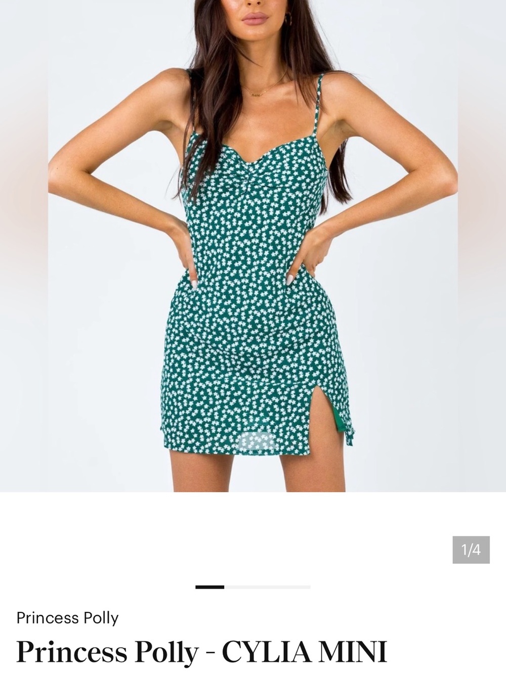 Princess Polly Green Daisy Print Mini Dress